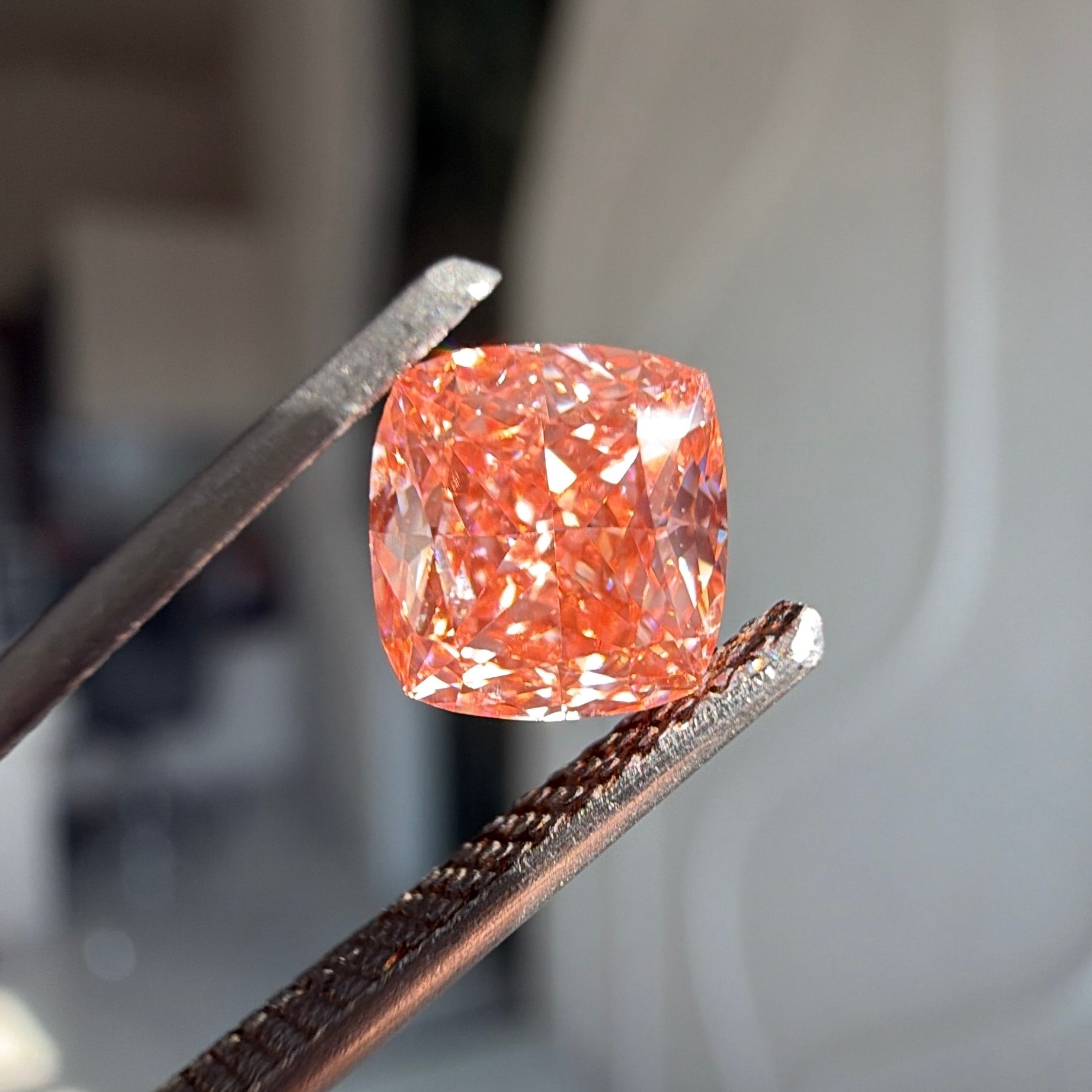 Orangish Pink Cushion Diamond
