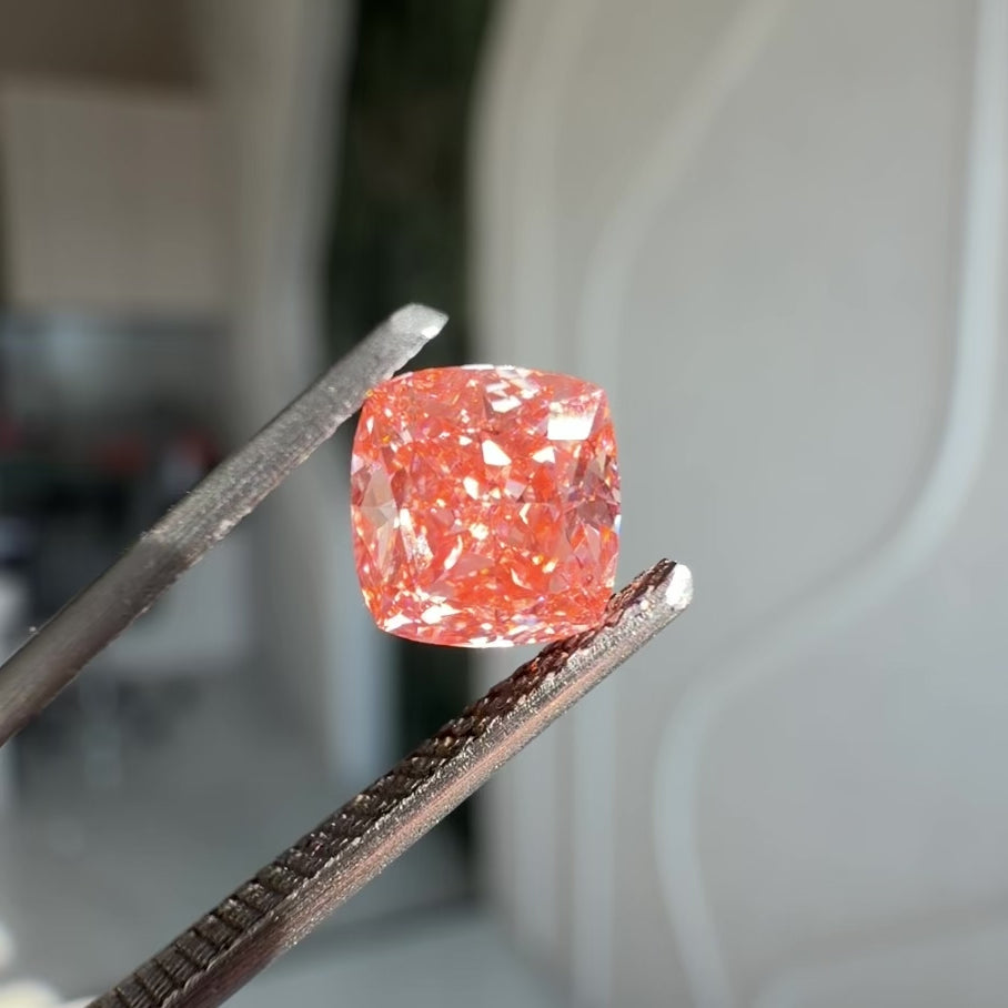 Orangish Pink Cushion Diamond